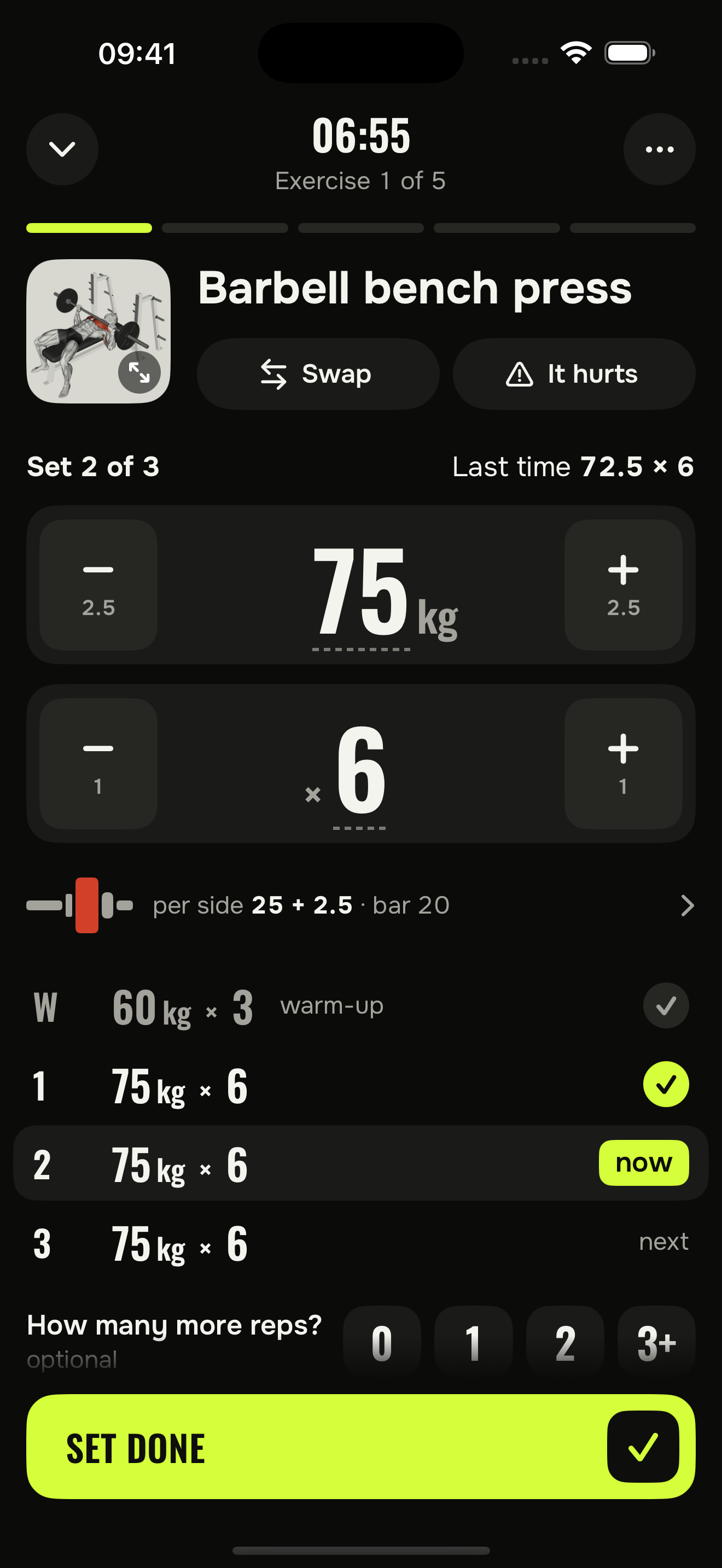 FitGod 2.0 workout screen